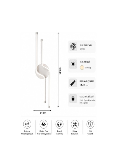 Armoni Modern Led Duvar Apliği Günışığı Beyaz
