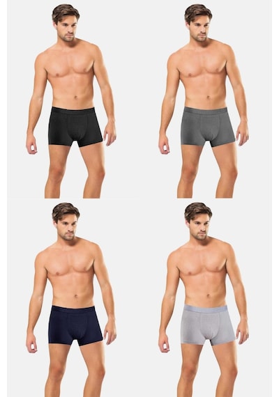 Anıt 4 Adet Erkek Bambu Likralı Boxer 1284 Çok Renkli
