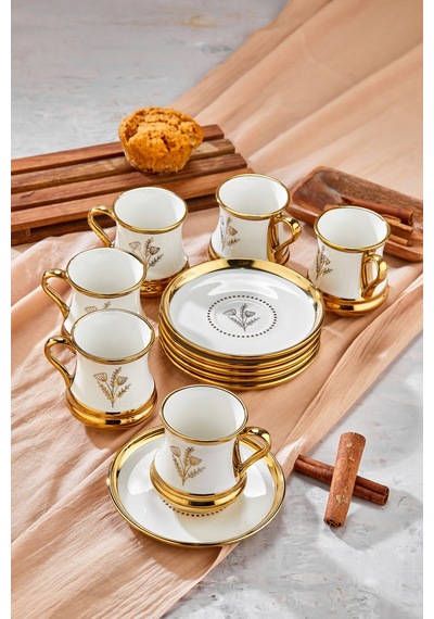 Cooker 6 Kişilik 180 Ml Porselen Çay Ve Kahve Fincan Takımı Ckr3460 Beyaz