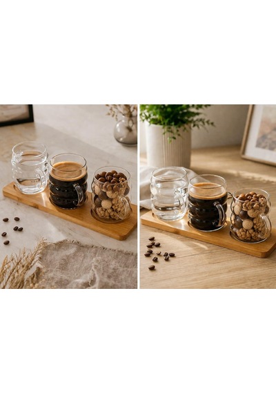 3 Lü Cam Kahve Bardağı Seti Bambu Standlı, Modern Tasarım Kulplu Şeffaf Cam Bardak, Türk Kahvesi Espresso Sunumluk İkramlık Seti, Dekoratif Servis Tepsili Kahve Sunum Seti Çok Renkli 3 Lü Cam Kahve Bardağı Seti Bambu Standlı, Modern Tasarım Kulplu Şeffaf Cam Bardak, Türk Kahvesi Espresso Sunumluk İkramlık Seti, Dekoratif Servis Tepsili Kahve Sunum Seti Çok Renkli