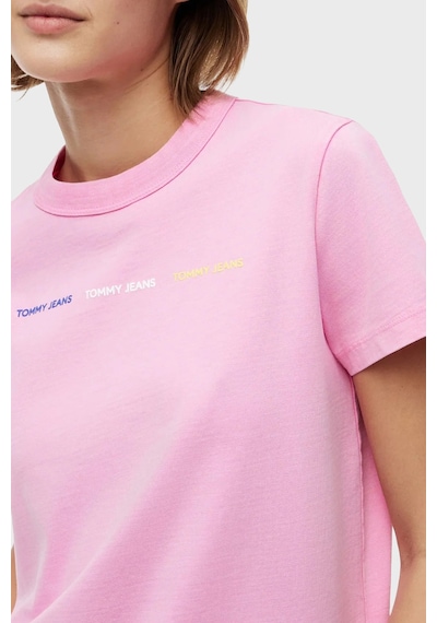 Tommy Jeans Logolu Pamuklu Bisiklet Yaka Kadın T Shirt T Shirt Dw0dw22905 Tou Pembe