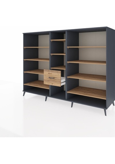Kronos Dolap 11 Raflı 3 Çekmeceli 220x59x163 Antrasit-çam Antrasit-çam Kronos Dolap 11 Raflı 3 Çekmeceli 220x59x163 Antrasit-çam Antrasit-çam
