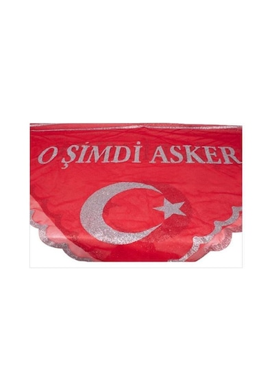 Single Sword "o Şimdi Asker" Yazılı Kırmızı Asker Şalı Çok Renkli