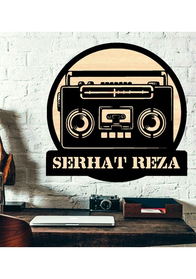 Kasetçalar Radyo Nostalji Temalı Ahşap Duvar Tablo