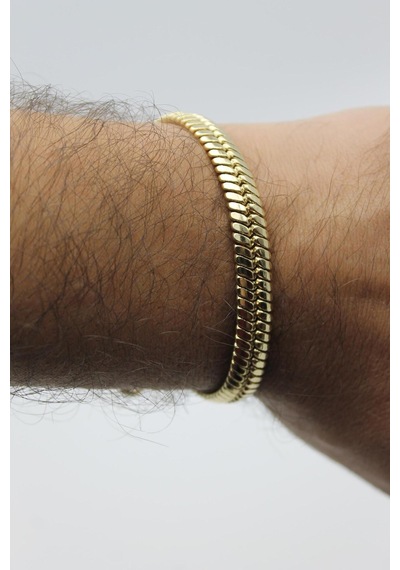 Vıp Çelik 14k Altın Kaplama İtalyan Zincir Model Bileklik - 20 Cm Unisex