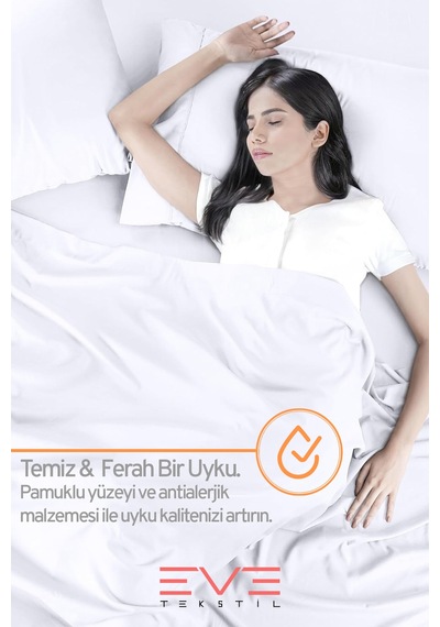 Eve Tekstil Pamuklu Çift Kişilik Rainforce Kumaş Lastikli Çarşaf Ve Yastık Kılıfı Set Beyaz