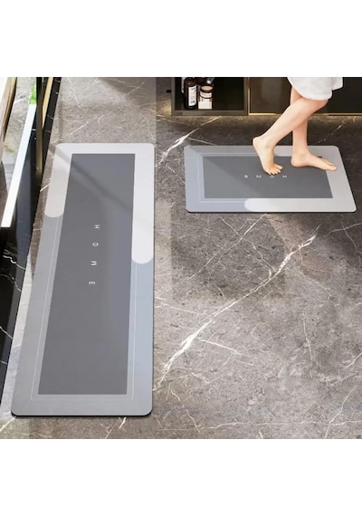 Banyo Paspası - Kaymaz Tabanlı - Süper Emici - Abdest Paspası - Uzun Gri 40 120 Cm Genel