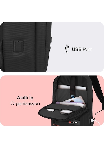 Mack Mcc-006 15.6" Office Usb Girişli Notebook Sırt Çantası