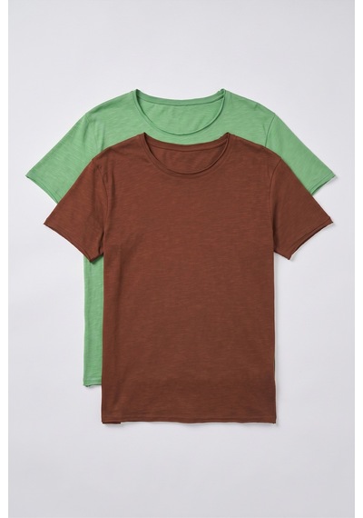 Defys Erkek %100 Pamuk Kayık Yaka Regular Fit Basic 2'li Tişört Seti Kahve Yeşil - 866701556 Kahve Yeşil Defys Erkek %100 Pamuk Kayık Yaka Regular Fit Basic 2'li Tişört Seti Kahve Yeşil - 866701556 Kahve Yeşil