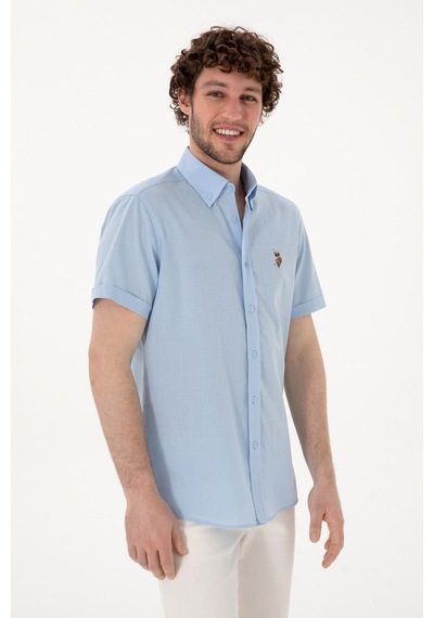 U.S. Polo Assn. U.s. Polo Assn. Erkek Kısa Kol %100 Pamuk Gömlek 2083854 Açık Mavi