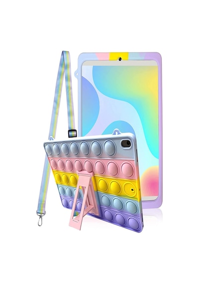 Samsung Galaxy Tab A8 10.5 2021 Sm-x200 Uyumlu Popit Standlı Çocuk Kılıfı Askılı Pop It Push Kılıf