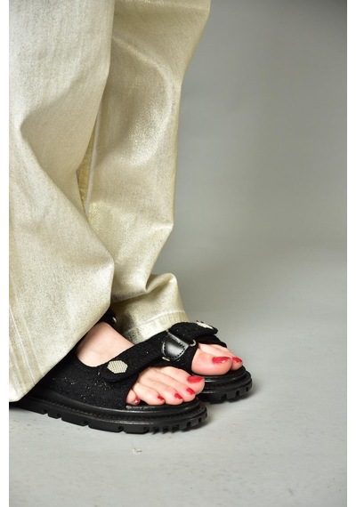 Fox Shoess267122004 Siyah Kumaş Kadın Sandalet Siyah