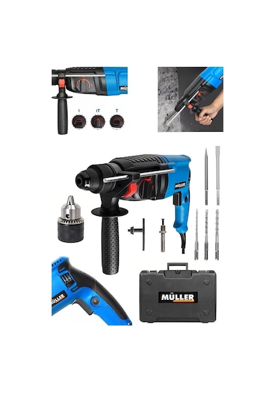 Pro Müller 5200 Wat Çelik Şanzıman Kırıcı Delici Pnömatik Matkap Hilti Seti Profesyonel