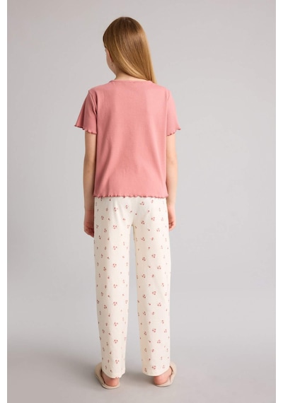 Defacto %100 Pamuklu Fitilli Kaşkorse 2'li Pijama Takımı Kız Çocuk H2656A826SP