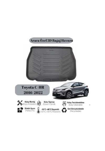 Toyota C-hr 2016 2017 2018 2019 2020 2021 2022 İle Uyumlu Bagaj Havuzu Paspası Kokusuz A+ Kalite 1 Adet