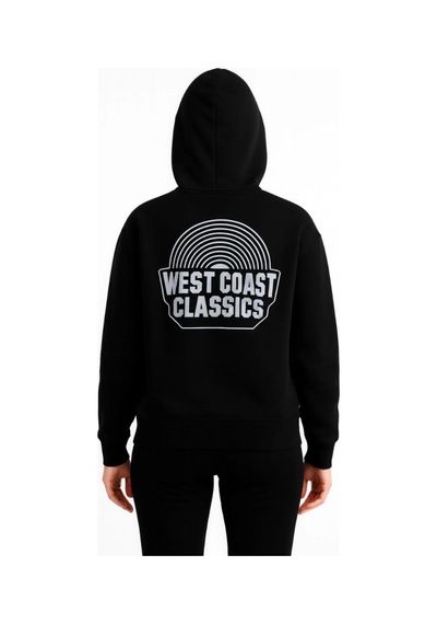 Etiler Collection Üç İplik Kapüşonlu Ön Ve Arka Baskılı Sweatshirt Hoodie - Siyah