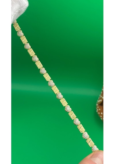 Xuping Zirkon Taşlı Kalpli Model 14 Ayar Rengi Bileklik Gold
