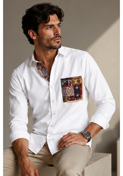 Serseri Jeans Erkek Uzun Kollu Çift Etnik Detaylı Desenli Cep Detaylı Pamuklu Rahat Kalıp Casual Gömlek Beyaz Serseri Jeans Erkek Uzun Kollu Çift Etnik Detaylı Desenli Cep Detaylı Pamuklu Rahat Kalıp Casual Gömlek Beyaz