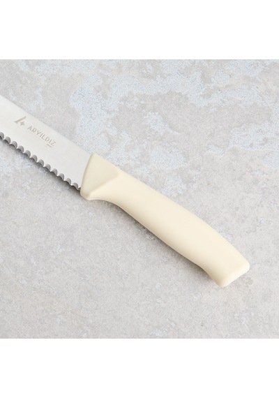Aryıldız Rexa Tırtıklı Ekmek Bıçak Krem 19 Cm Renkli