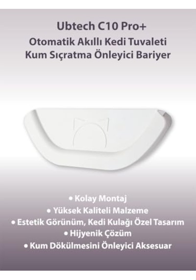Ubtech C10 Pro Kameralı Otomatik Akıllı Kedi Tuvaleti İçin Aparat/buffle, Kum Sıçratma Önleyici Aparat/buffle Açık Bej