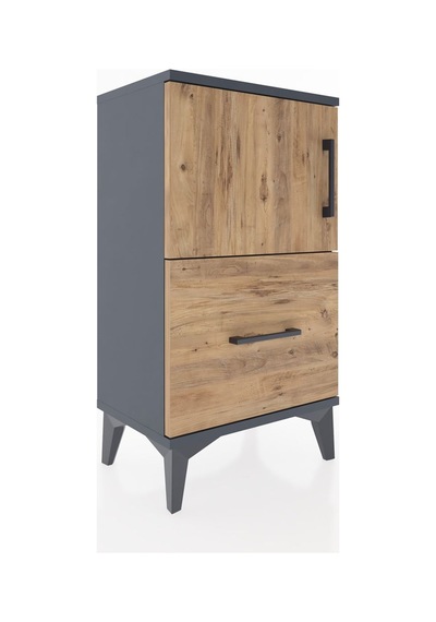 Arges Komodin Tek Raflı Tek Çekmeceli Tek Kapaklı 44x30x80 An... Antrasit