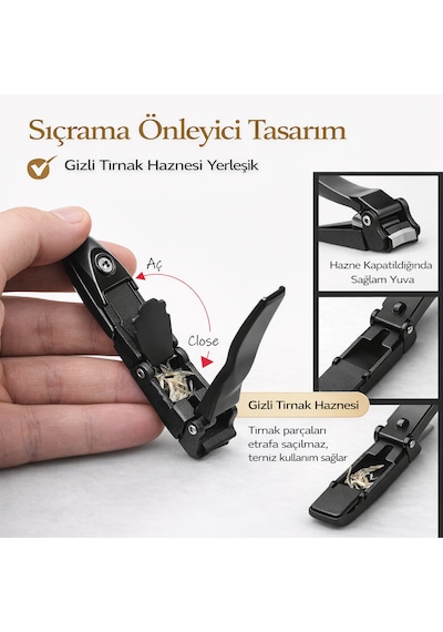Kutulu Profesyonel Paslanmaz Çelik Tırnak Makası Kalın Tırnaklar İçin Güçlü Kesim + Törpü Hediyeli