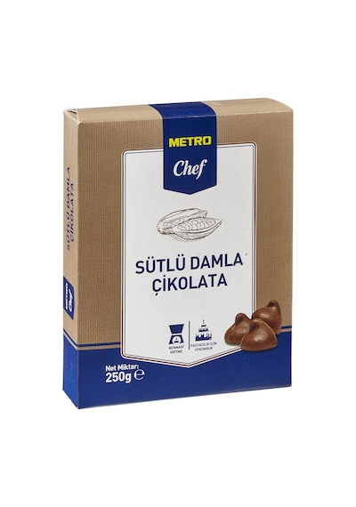 Metro Chef Sütlü Damla Çikolata 250 G Pastacılık İçin 5'li Avantaj Paketi - 5 Adet Tarı
