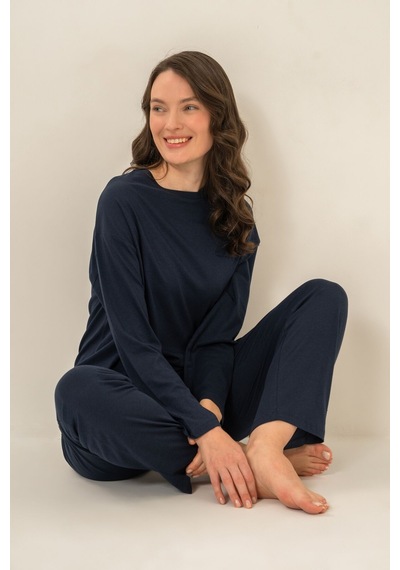 Pierre Cardin Kadın Lacivert Uzun Kol Pijama Takım Pc9304-s-v2 Pc9304-s-v2