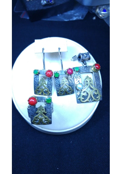 Otantik Dikdörtgen Gümüş Set Bronz