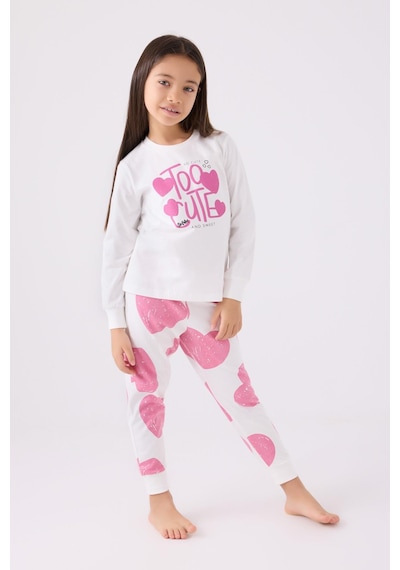 Roly Poly 3471 Garson Kız Çocuk Krem Uzun Kol Pijama Takım 001