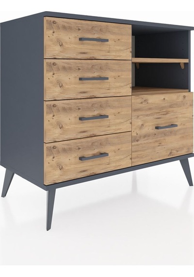 Hyperion Şifonyer 2 Raflı 5 Çekmeceli 88x44x80 Antrasit-çam Çam Hyperion Şifonyer 2 Raflı 5 Çekmeceli 88x44x80 Antrasit-çam Çam