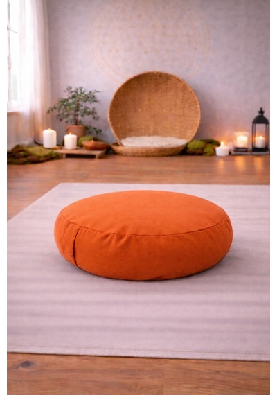Zafu Yoga Meditasyon Minderi - Yuvarlak Meditasyon Minderi Turuncu