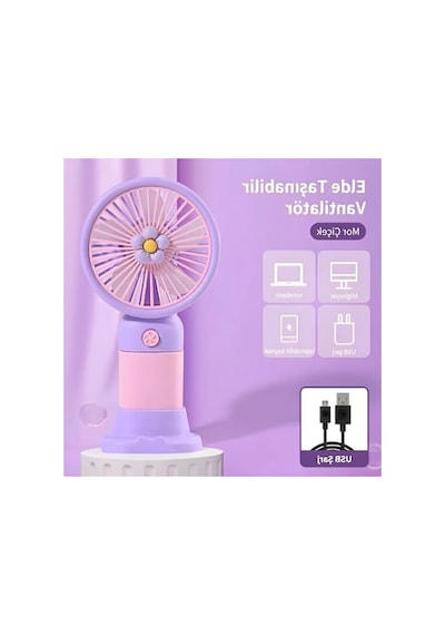 250mah Bataryalı Mini Fan, Usb İle Şarj Edilebilir, Doğal Rüzgar Modu İle Taşınabilir