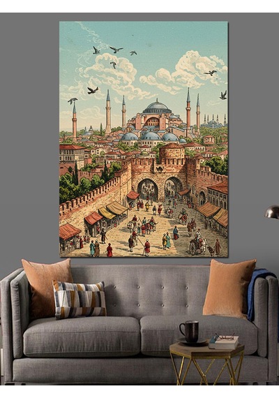 Kalabalık Ayasofya Camii İstanbul Dekoratif Kanvas - Mdf Ahşap Tablo