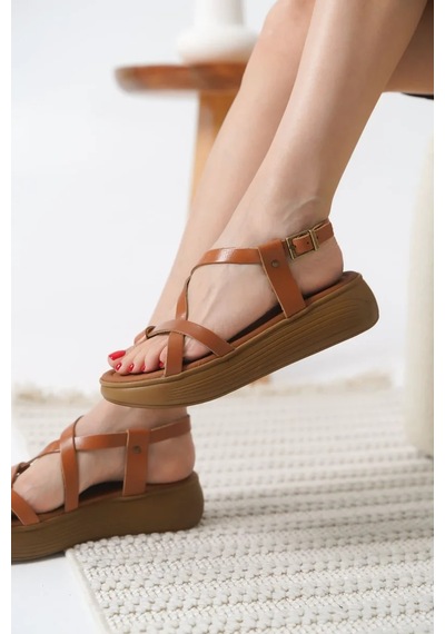 Trendella Taba Hakiki Deri Sandalet Tr31my59b Siyah