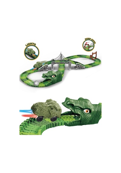 Dinozor Trucks 192 Parça Raylı Pist - Raylı Araç Oyuncak - Tren Oyuncak - Renkli Araç Yolu - Dino Tr