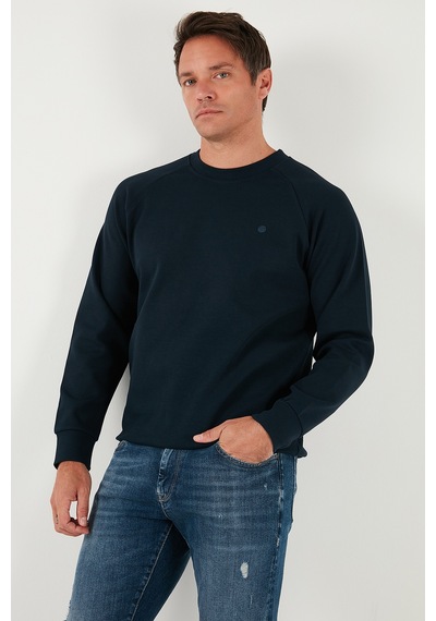 Buratti Streç Pamuklu Relaxed Fit Bisiklet Yaka Erkek Sweat 5901210 Lacivert