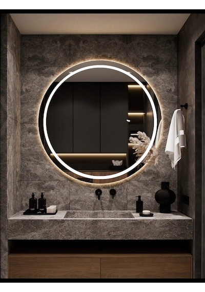 Nuun Dekor 90 Cm Gün Işığı Ledli Kumlama Banyo Lavabo Ofis Makyaj Kuaför Aynası 90 x 60 Şeffaf