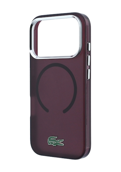Apple Uyumlu iPhone 18 Pro Kılıf Lacoste Lisanslı M-safe Uyumlu Lake Timsah Logolu Iml Frosted Kapak Bordo