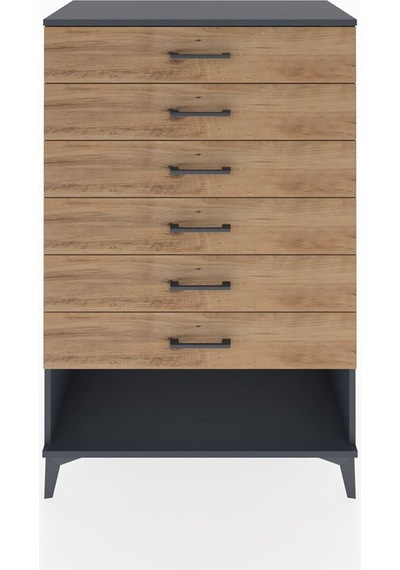 Hyperion Dolap 6 Çekmeceli 88x44x134 Antrasit-çam Antrasit