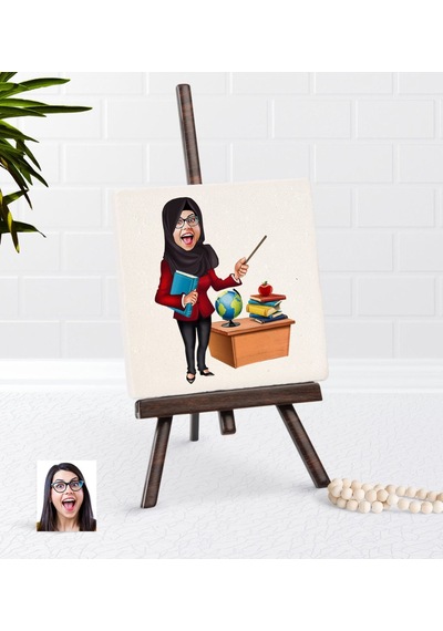 Kişiye Özel Bayan Öğretmen Karikatürlü Şovaleli Doğal Taş-7