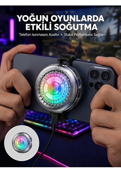 Rgb Led Telefon Soğutucu Fan Yüksek Hızlı Soğutma Cooler Yeni Nesil