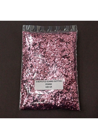 Glitter Epoksi Reçine Süsleme Pulu Üç Boyutlu Elmas Görünümlü Nail Art Makyaj Sim Pembe 100 Gr