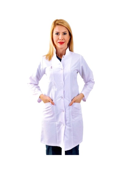 Kadın Beyaz Hakim Yaka Doktor Hemşire Öğretmen Vizit Önlük Beyaz