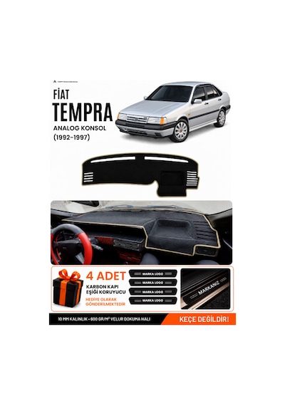 Fıat Tempra 1992-1997 Analog Konsol Uyumlu Torpido Örtüsü, Torpido Kılıfı - Siyah-bej - Fı020