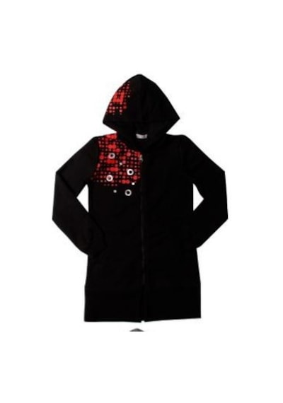 Toontoy Kız Çocuk Kapşonlu Hırka You Luck Better Varak Baskılı Siyah