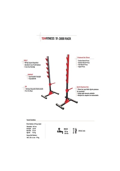 Temfitness TF-3000 Rack Halter Standı