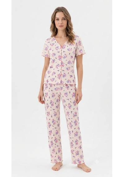 Suısy Wildflower Çiçek Desenli Uzun Pijama Takımı Çok Renkli