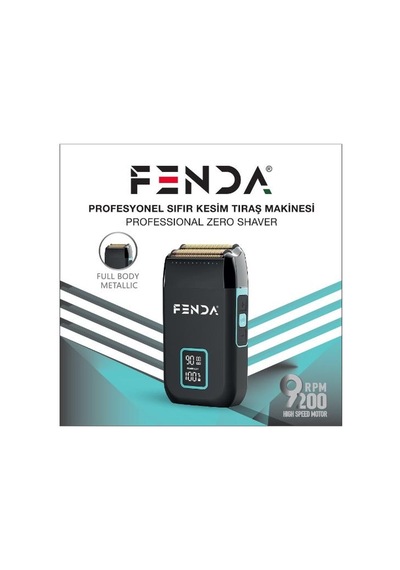 Fenda Zero Shaver 9200 Rpm Metal & Göstergeli Tıraş Makinesi Siyah Fndsklks0008bl