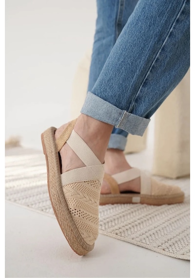 Trendella Kadın Bej Espadril Ayakkabı Tr19my01c Kırmızı